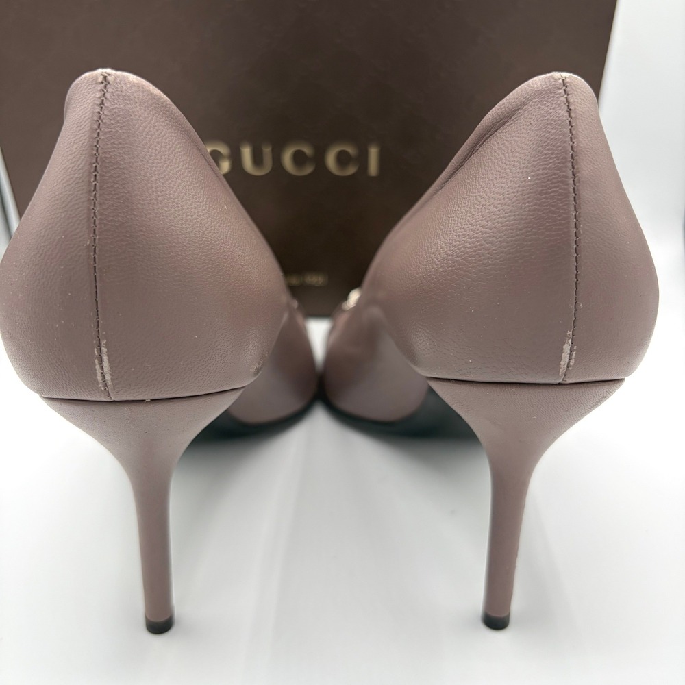 Gucci Leather Pointed Toe‎ Heels Horsebit AUTH COA Mauve Pink Women 40 9.5 - Picture 6 of 12
